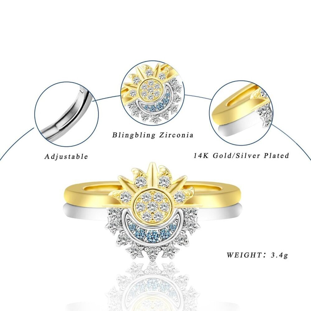 Sun And Moon Ring Set Stackable Rings For Women, … - image 8